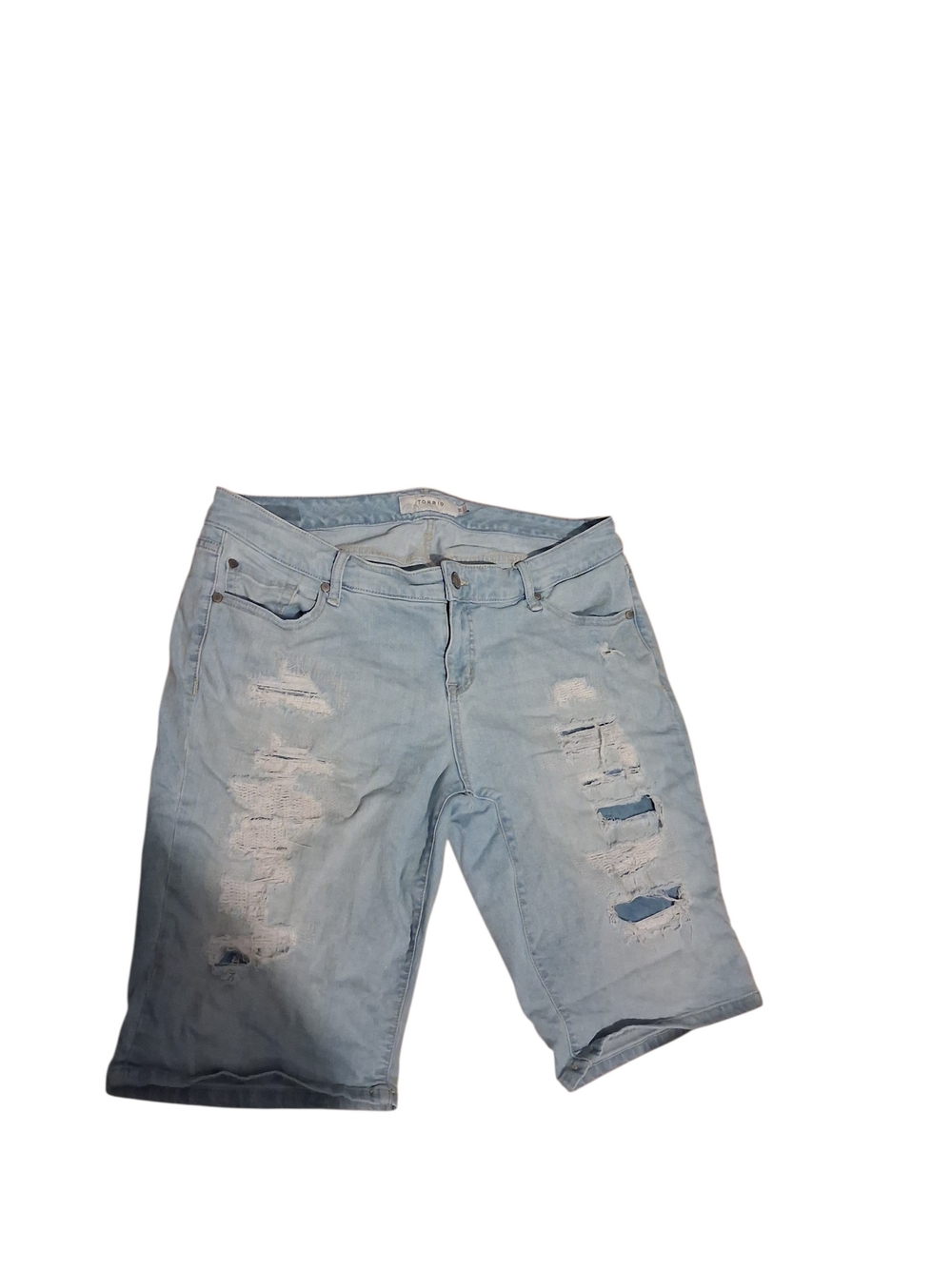 Torrid Bermuda Jean Shorts Womens Size 16 Boho Distressed Light Wash Festival